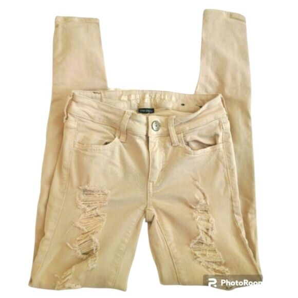 American Eagle twill distressed skinny jeans - Picture 2 of 8